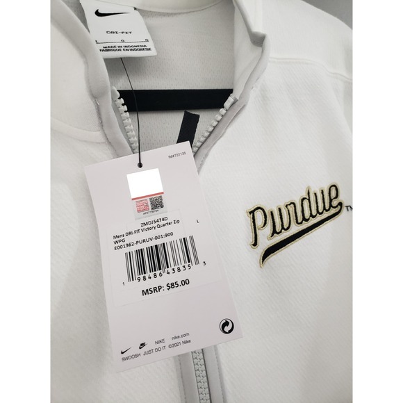 NEW MENS LARGE PURDUE UNIVERSITY Shirt NCAA Football Nike Quarter Zip Pullover - Picture 3 of 6